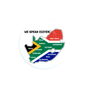 White car coaster- We Speak Eleven - Hello Car Cup Coaster-We Speak Eleven-Hello