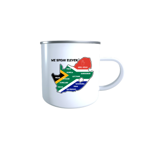 White enamel mug- We Speak Eleven - Hello Enamel Metal Mug-We Speak Eleven-Hello